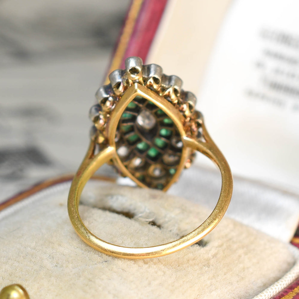 Art Deco Emerald & Diamond Cluster Ring