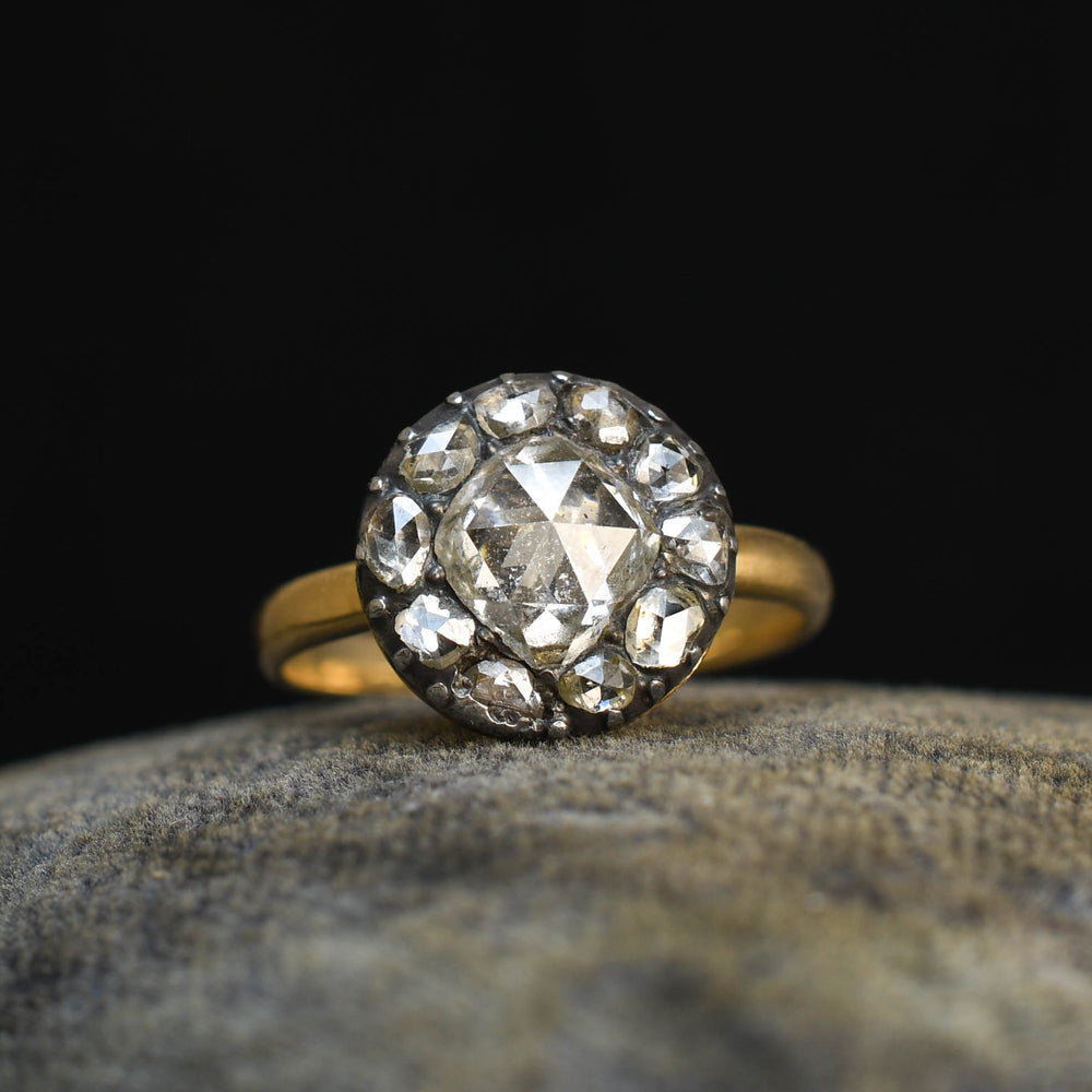 Georgian Rose Cut Diamond Cluster Ring