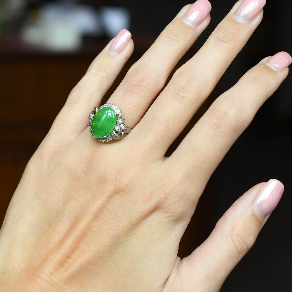 1930's Jade & Diamond Cocktail Ring