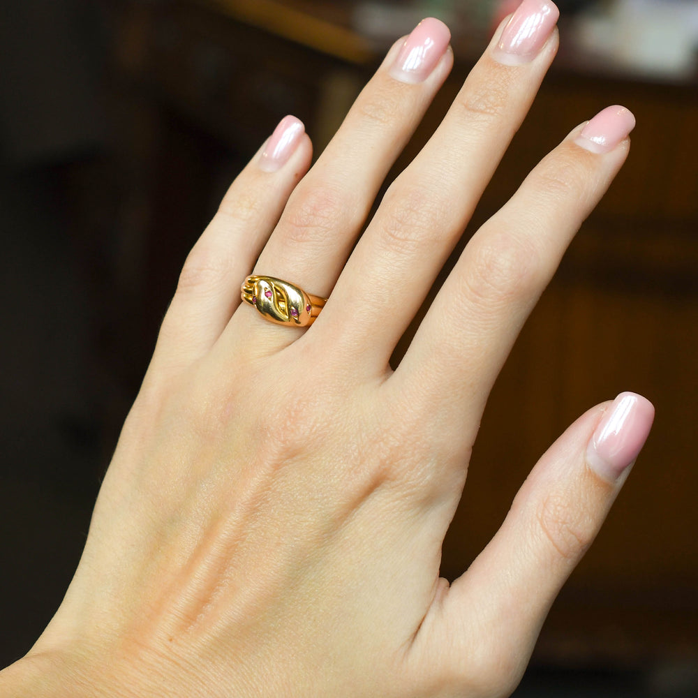 Edwardian Ruby Double Snake Ring