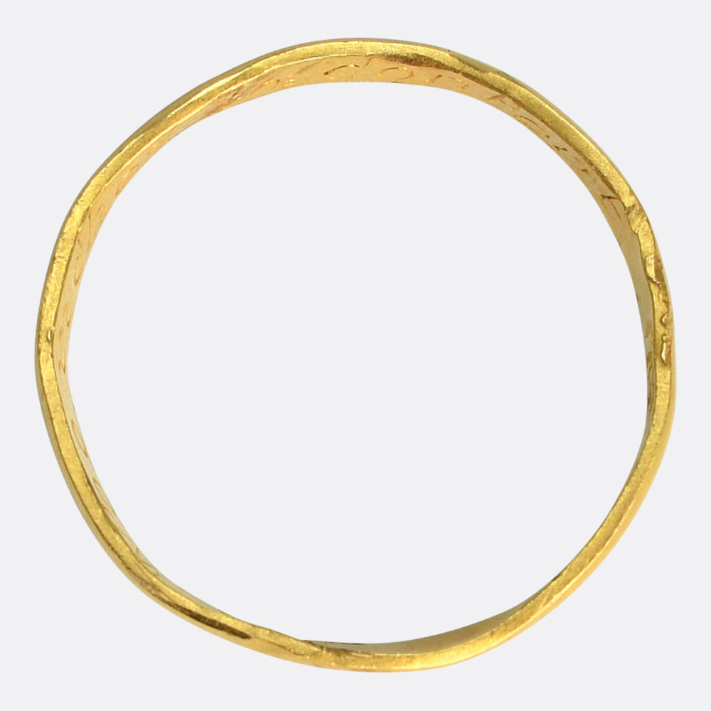 17th Century Noe Riches To Content Gold Posy Ring