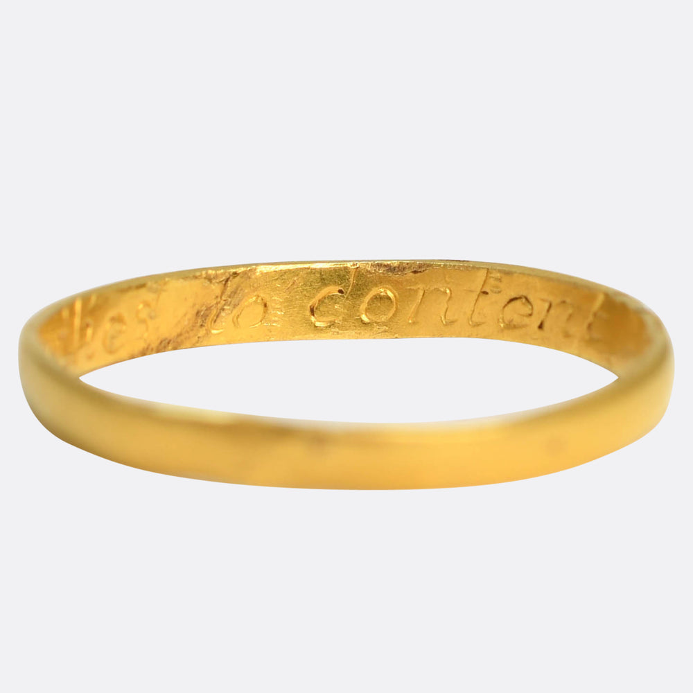 17th Century Noe Riches To Content Gold Posy Ring