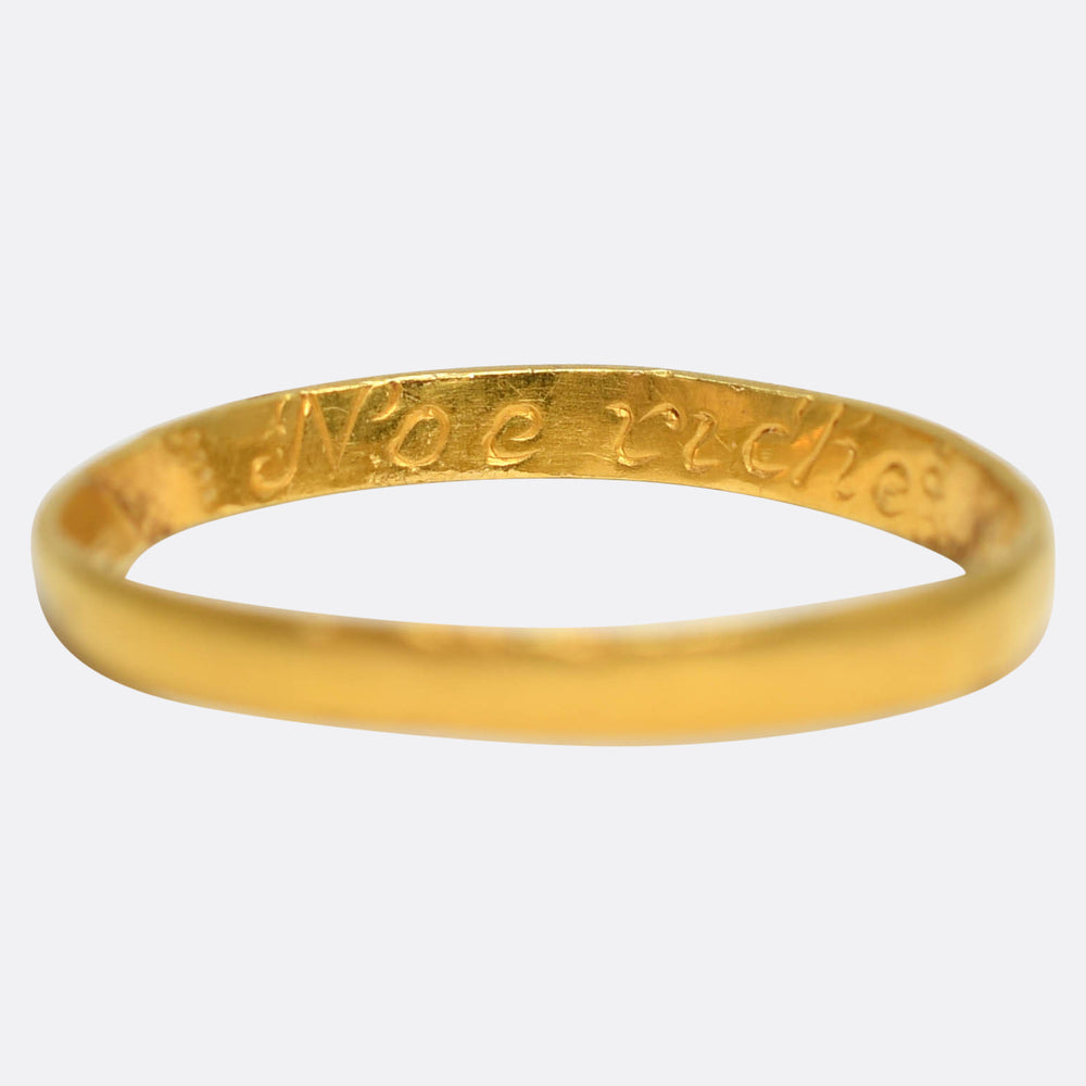 17th Century Noe Riches To Content Gold Posy Ring
