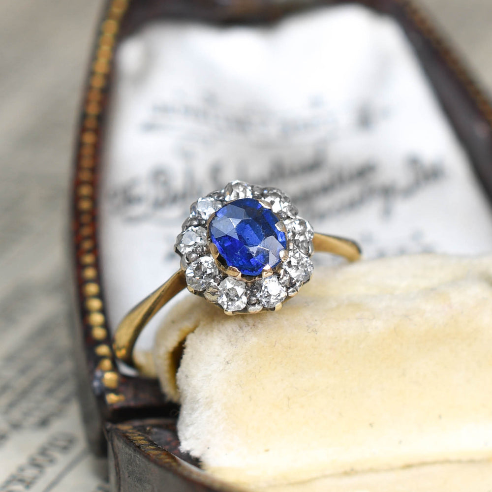 Late Victorian Sapphire & Diamond Cluster Ring