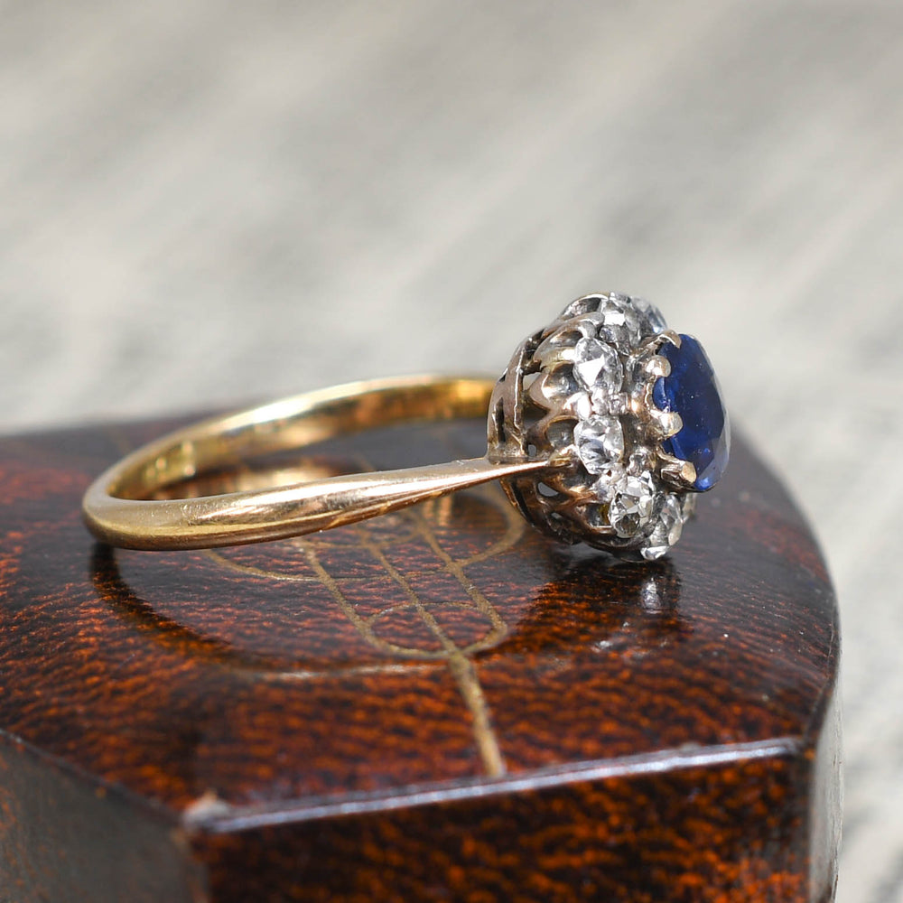 Late Victorian Sapphire & Diamond Cluster Ring