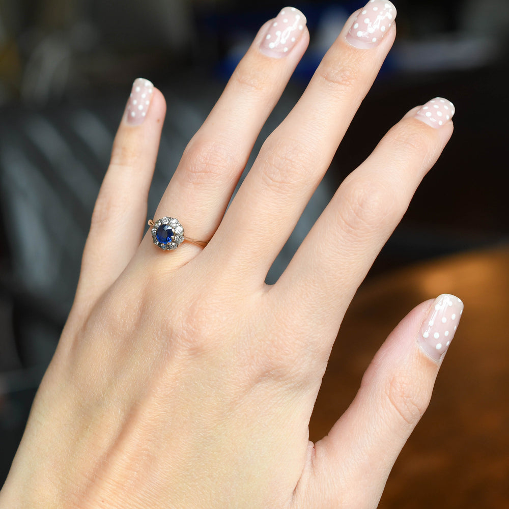 Late Victorian Sapphire & Diamond Cluster Ring