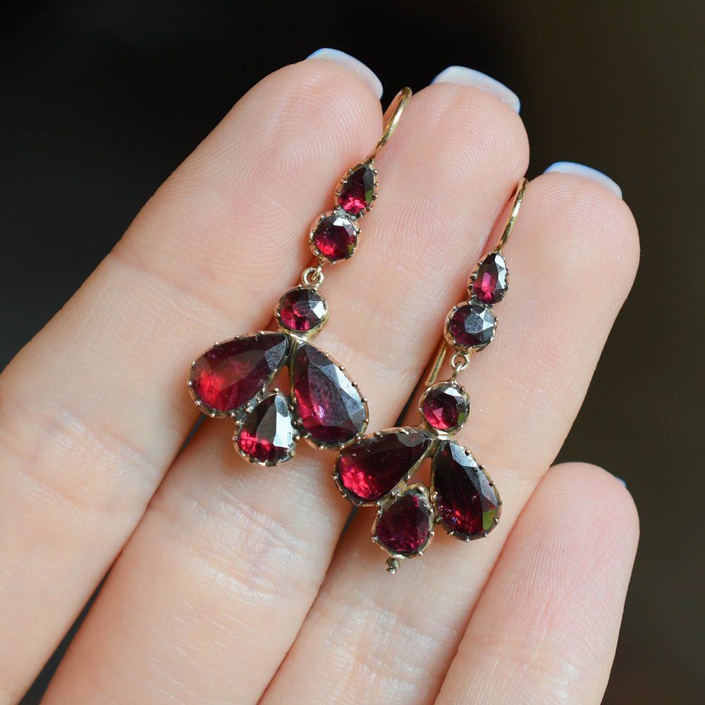 Georgian Garnet Drop Earrings