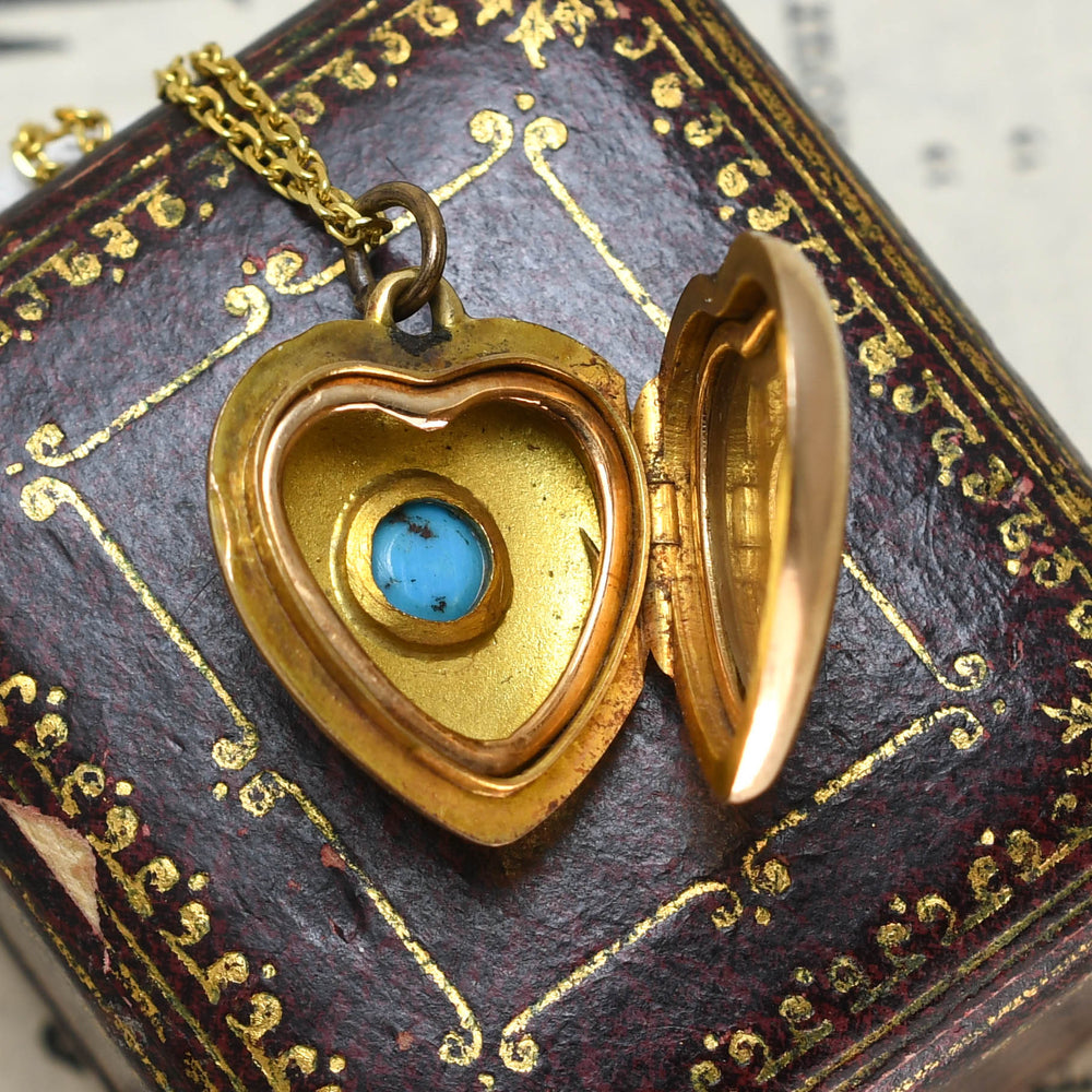 Late Victorian Turquoise Heart Locket