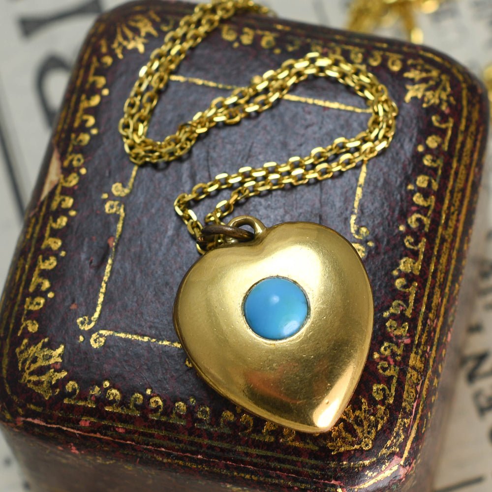 Late Victorian Turquoise Heart Locket