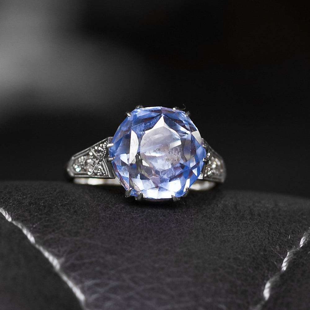 Art Deco Ceylon Sapphire & Diamond Ring