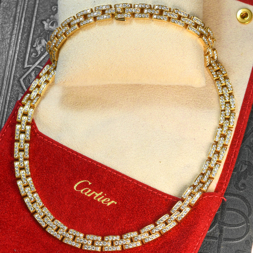 Vintage Cartier Maillon Panthère 18k Gold Diamond Necklace