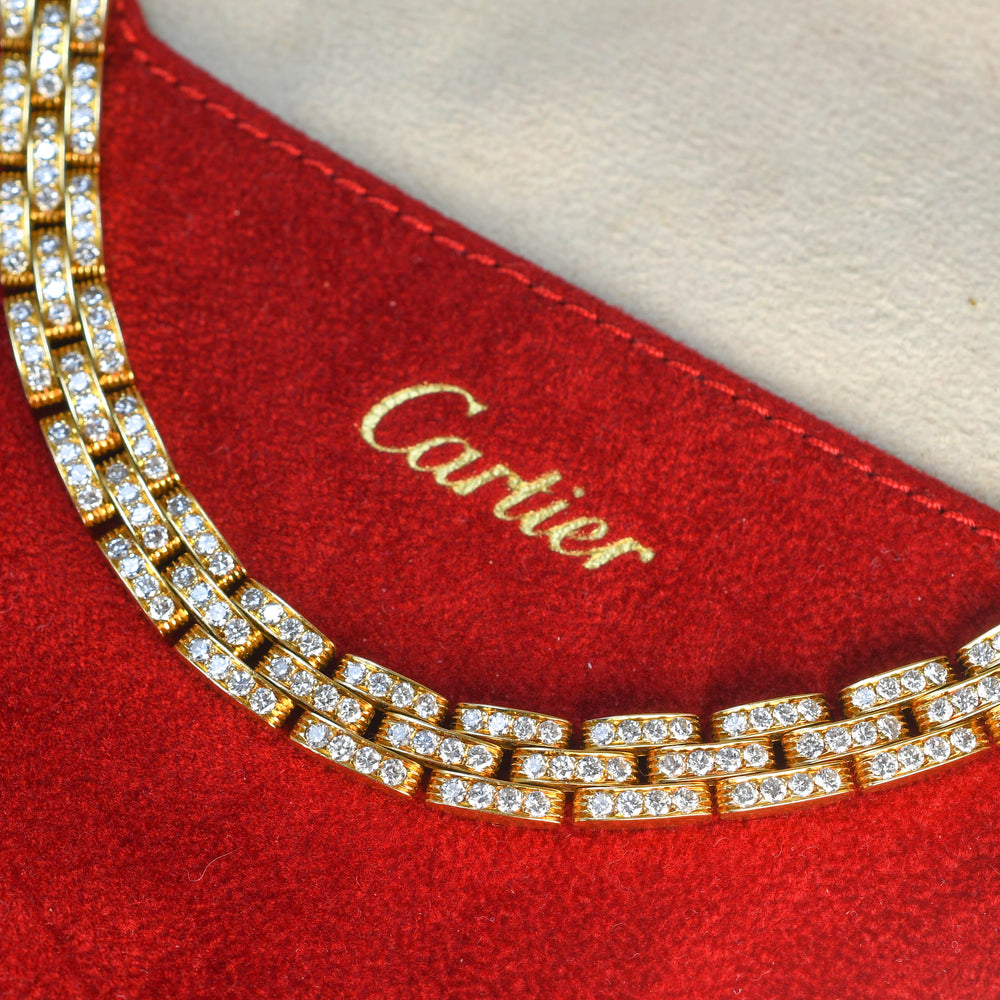 Vintage Cartier Maillon Panthère 18k Gold Diamond Necklace