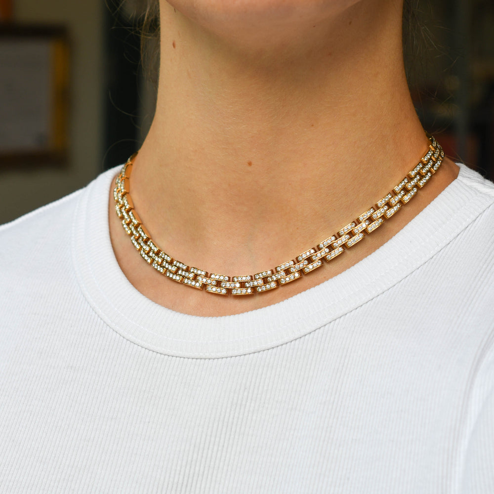 Vintage Cartier Maillon Panthère 18k Gold Diamond Necklace