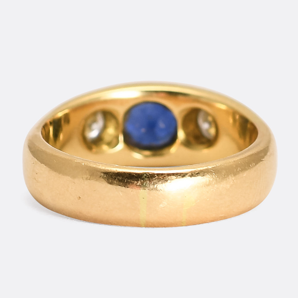 1950's Cartier Sapphire & Diamond Three-Stone Gypsy Ring