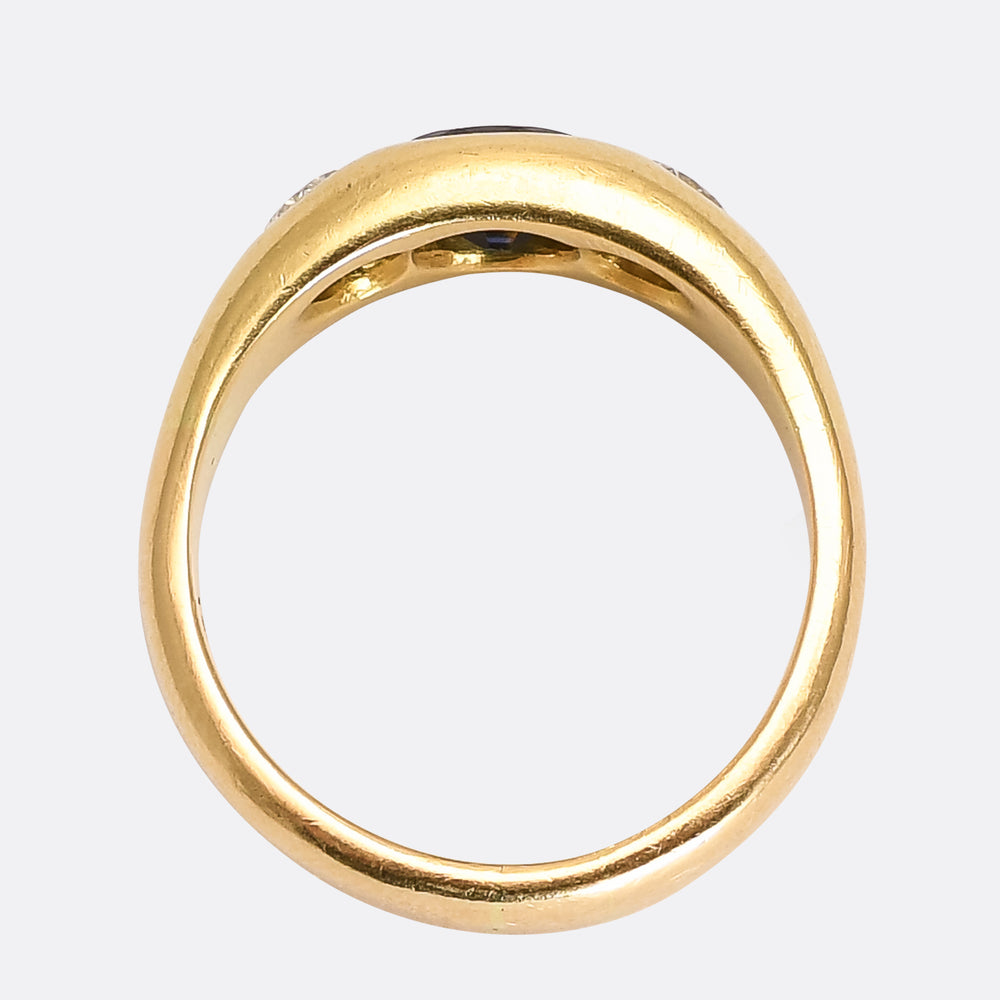 1950's Cartier Sapphire & Diamond Three-Stone Gypsy Ring