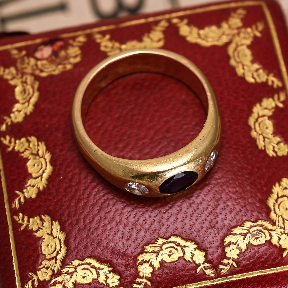 1950's Cartier Sapphire & Diamond Three-Stone Gypsy Ring