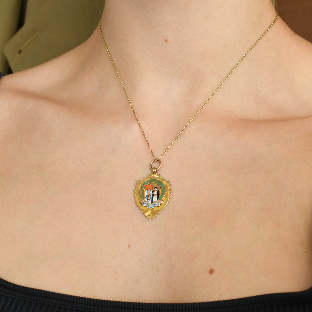Antique Watch and Pray Athletics Medal Pendant