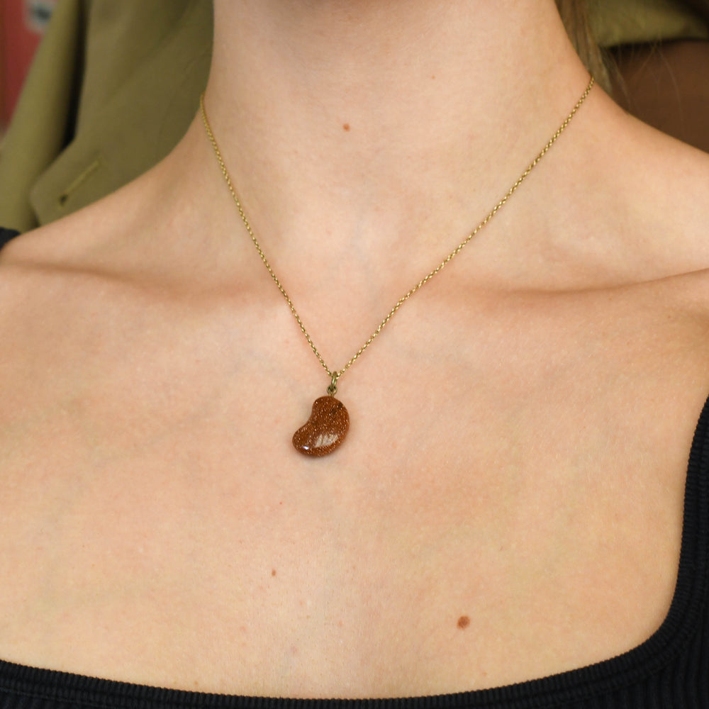 1930's Goldstone Lucky Bean Charm