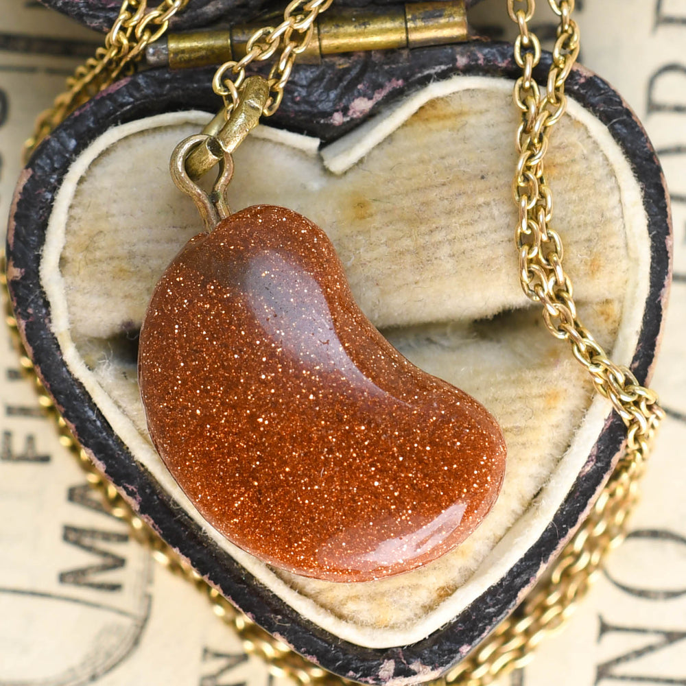 1930's Goldstone Lucky Bean Charm