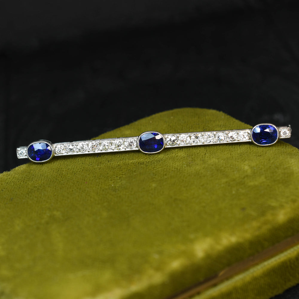 Art Deco Sapphire & Diamond Bar Brooch
