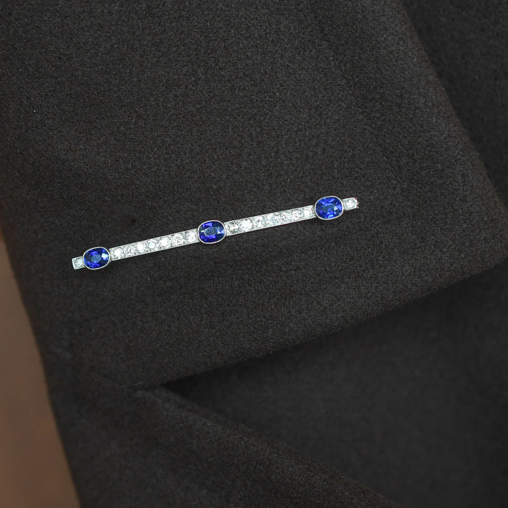 Art Deco Sapphire & Diamond Bar Brooch