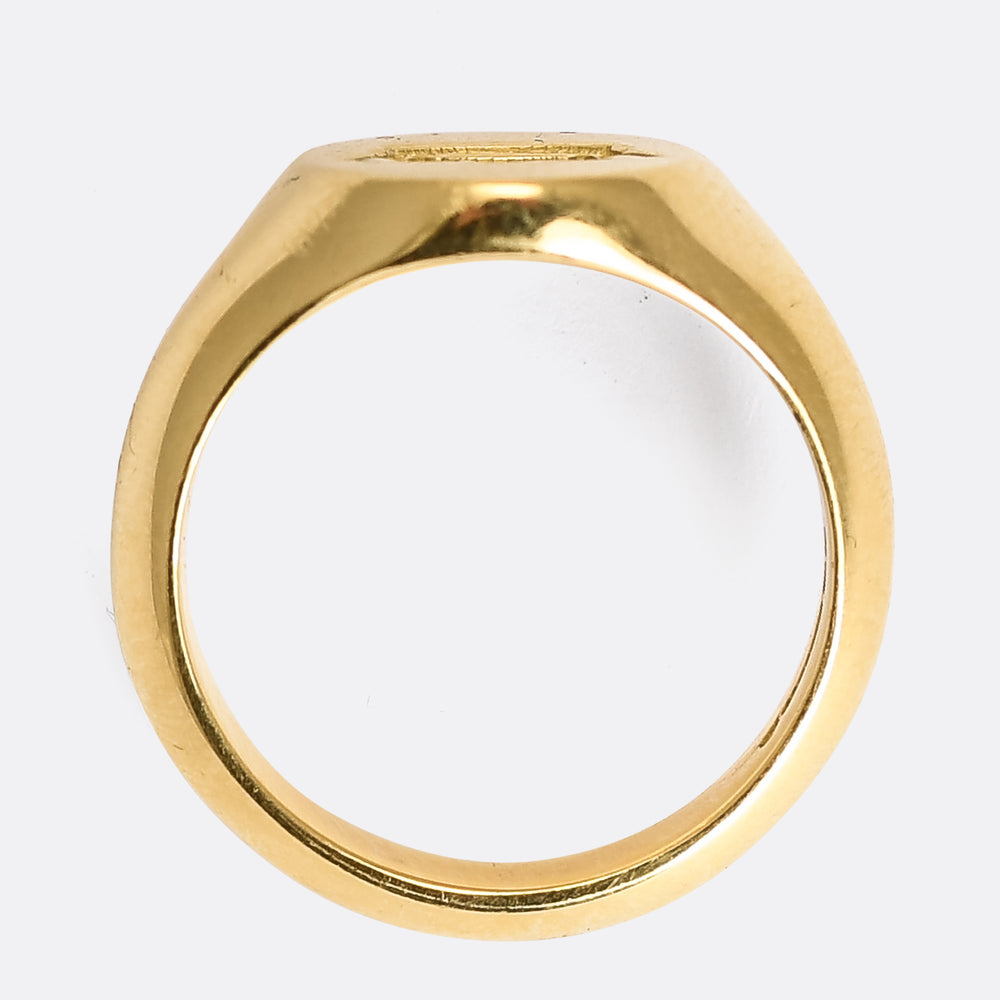 18k Gold Crown Signet Ring
