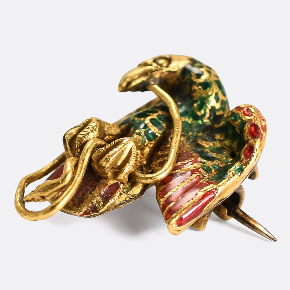 18th Century Enamel Eagle & Snake Brooch