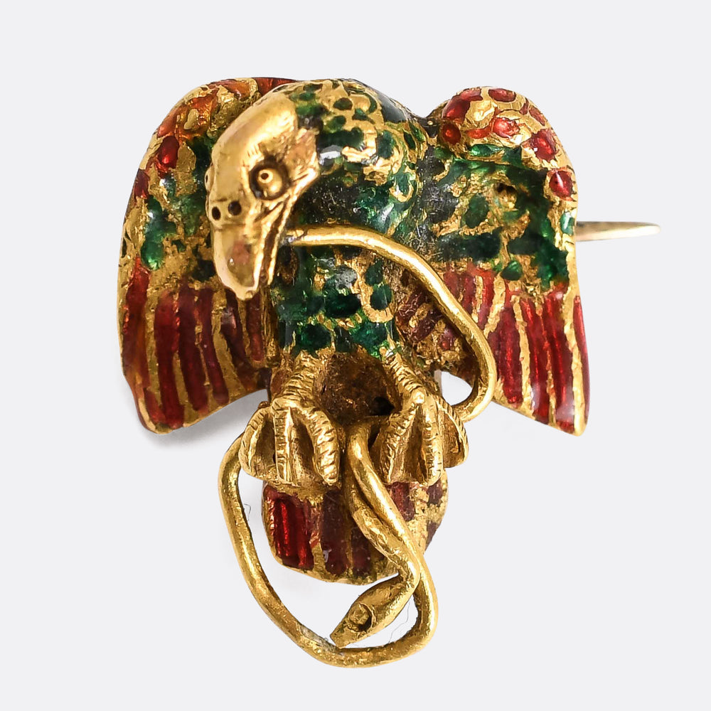 18th Century Enamel Eagle & Snake Brooch