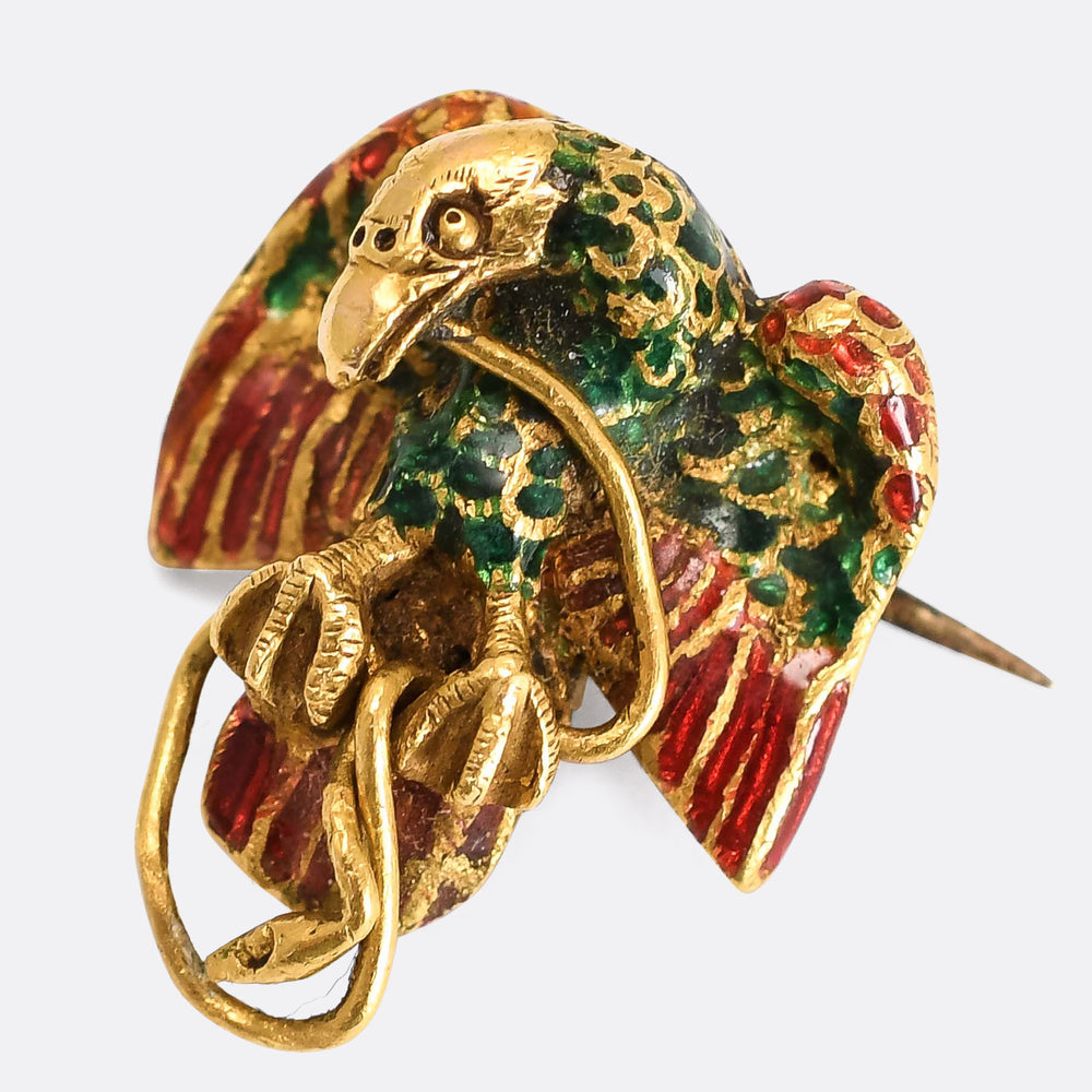 18th Century Enamel Eagle & Snake Brooch