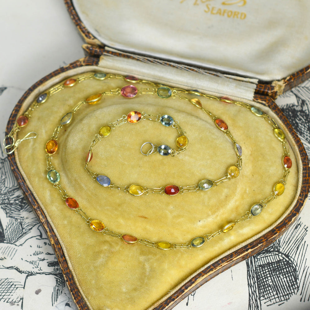 Edwardian Multi-Sapphire Chain Necklace