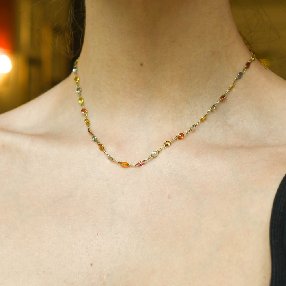 Edwardian Multi-Sapphire Chain Necklace