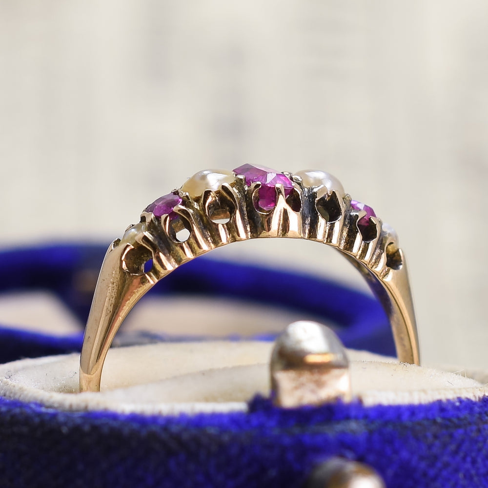 Victorian Pink Topaz & Pearl Ring