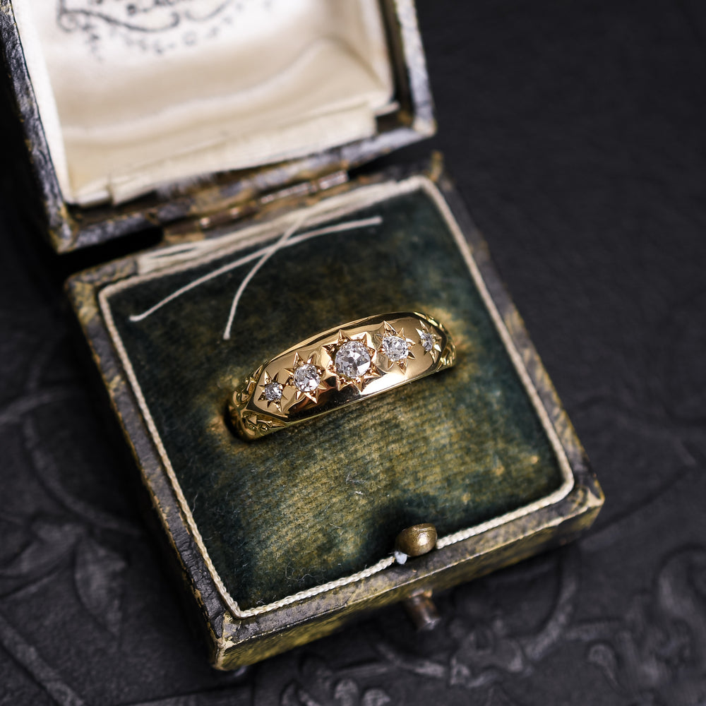 Victorian Diamond 5-Stone Star Gypsy Ring