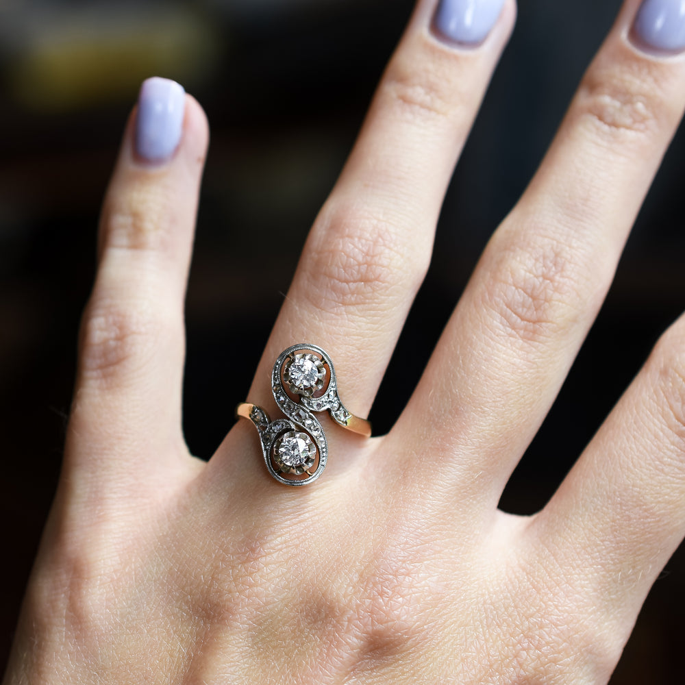 Belle Époque Diamond 'Toi et Moi' Engagement Ring
