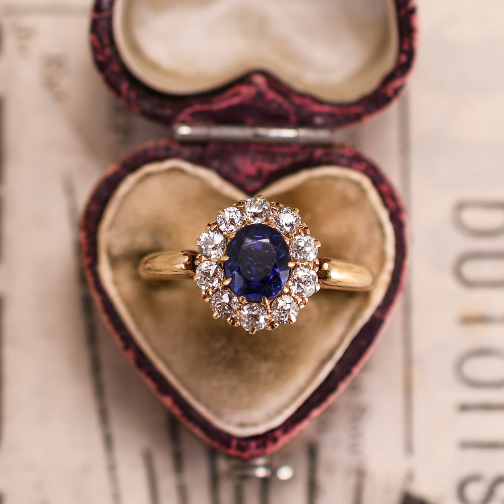 Victorian Sapphire & Diamond Cluster Ring