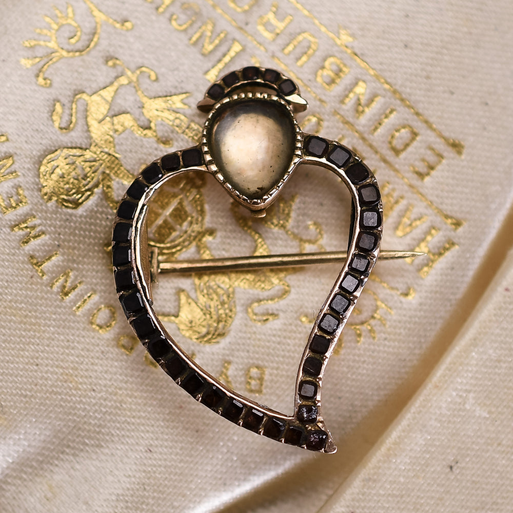 Georgian Garnet Witch's Heart Brooch