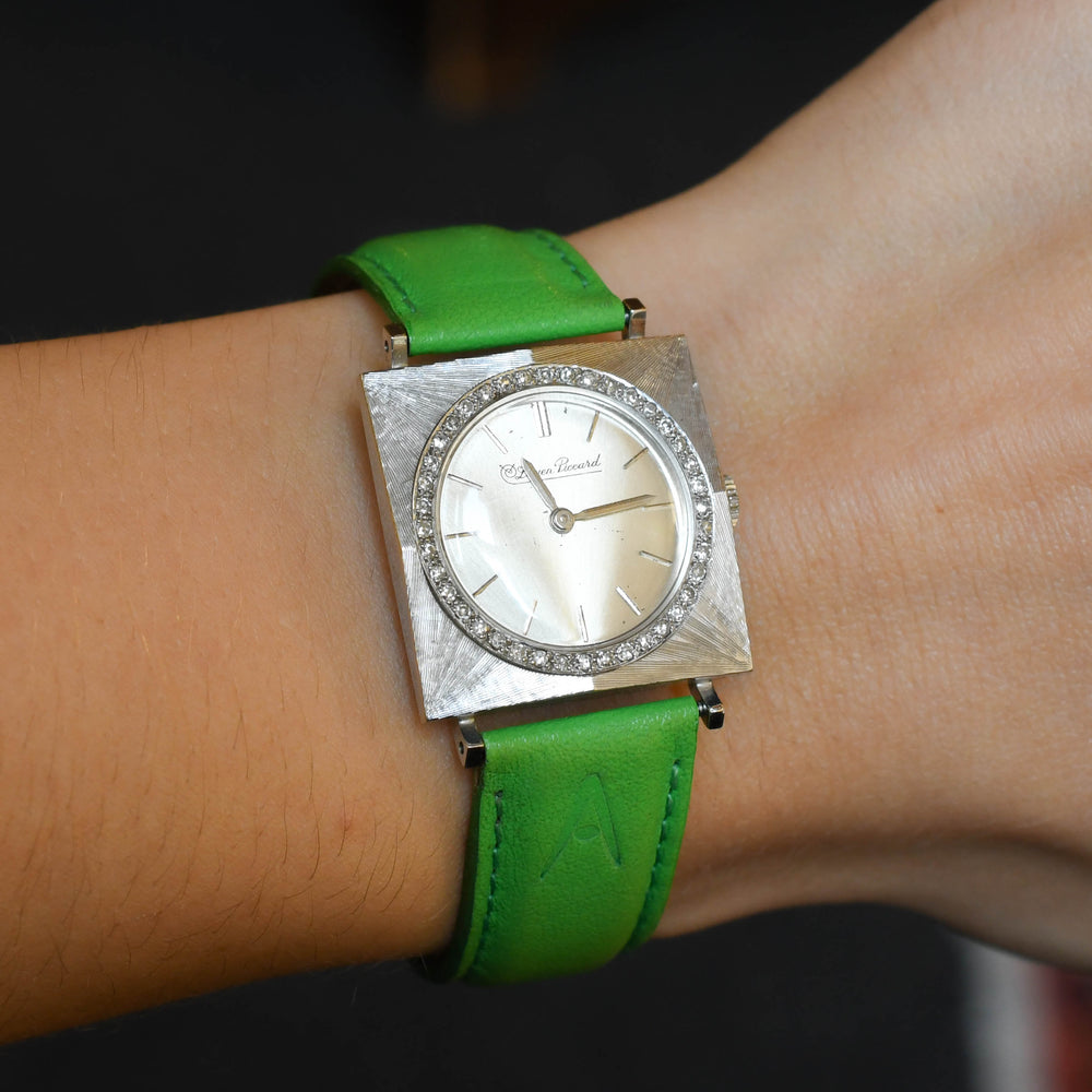 1970's Lucien Piccard Diamond & 14k White Gold Wristwatch