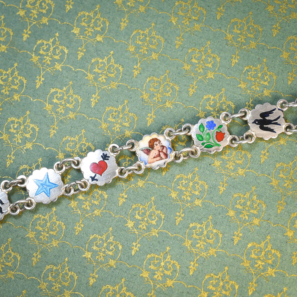 1930's Enamel Lucky Charm Bracelet