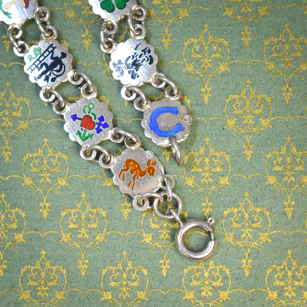 1930's Enamel Lucky Charm Bracelet