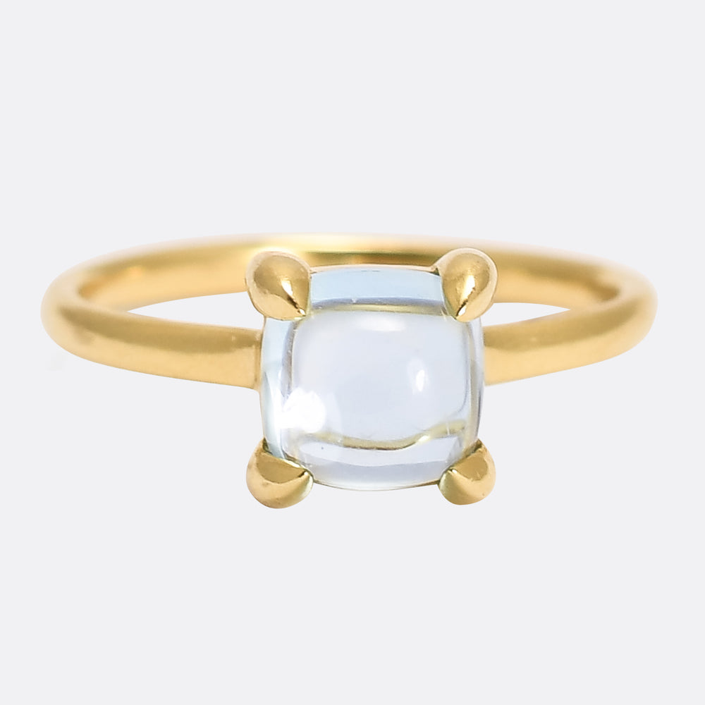 Vintage Tiffany Aquamarine Cabochon Solitaire Ring