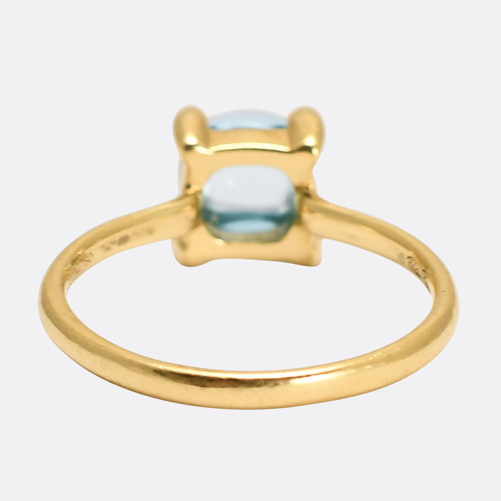 Vintage Tiffany Aquamarine Cabochon Solitaire Ring
