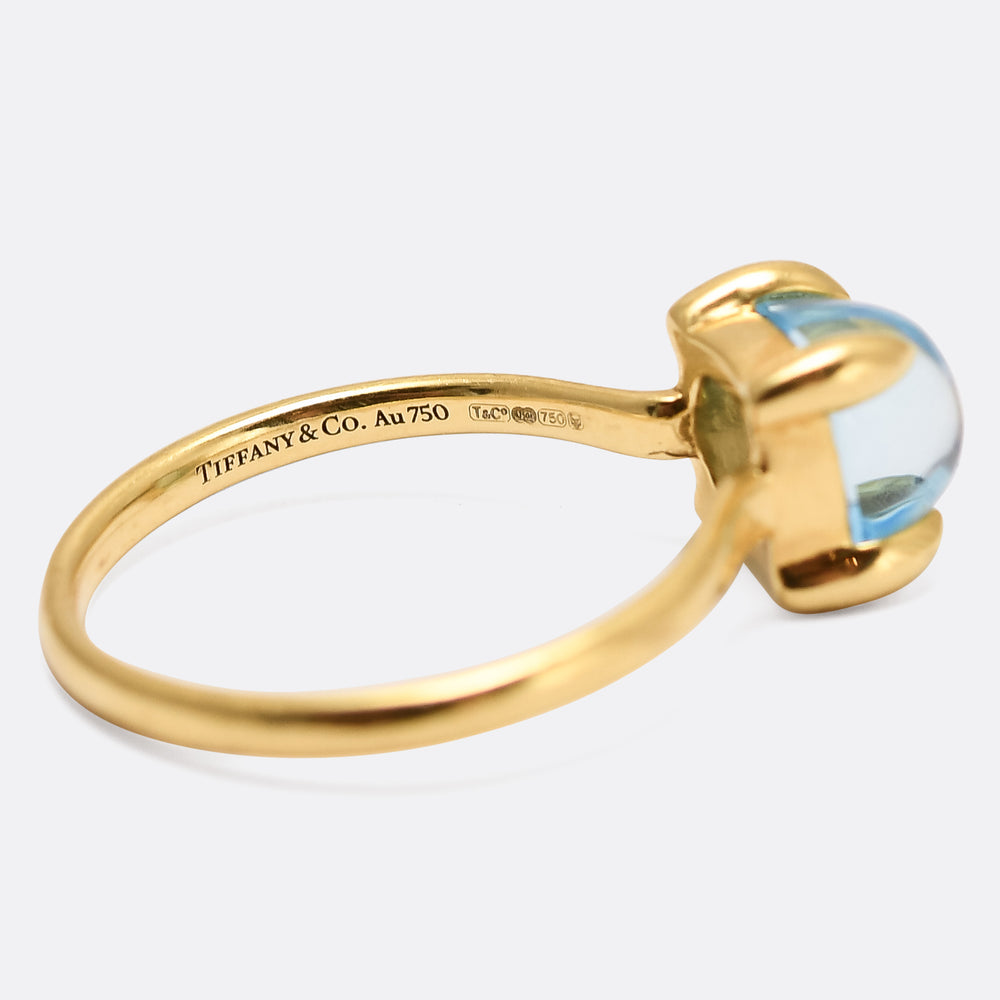 Vintage Tiffany Aquamarine Cabochon Solitaire Ring