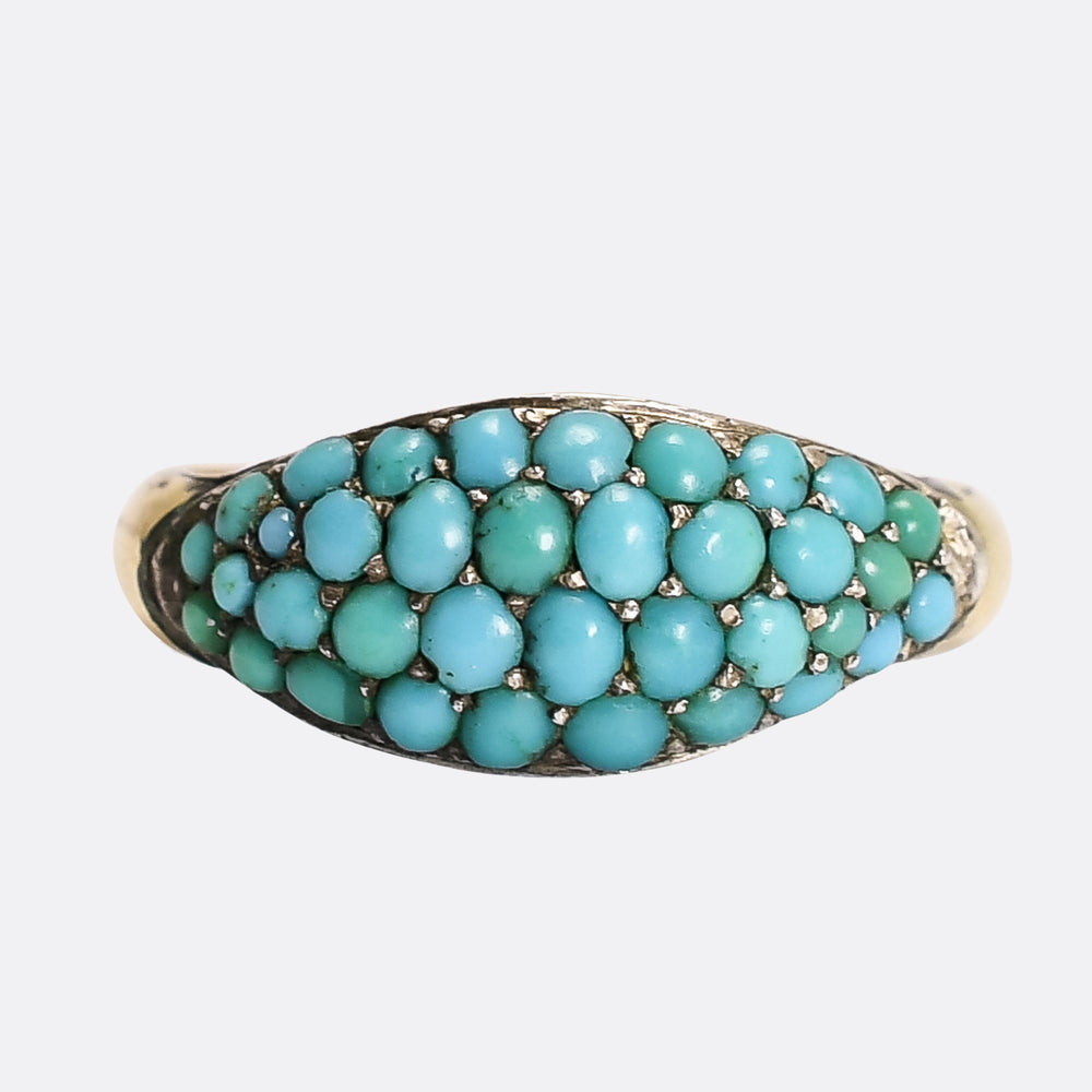 Victorian Pavé Turquoise Bombé Ring