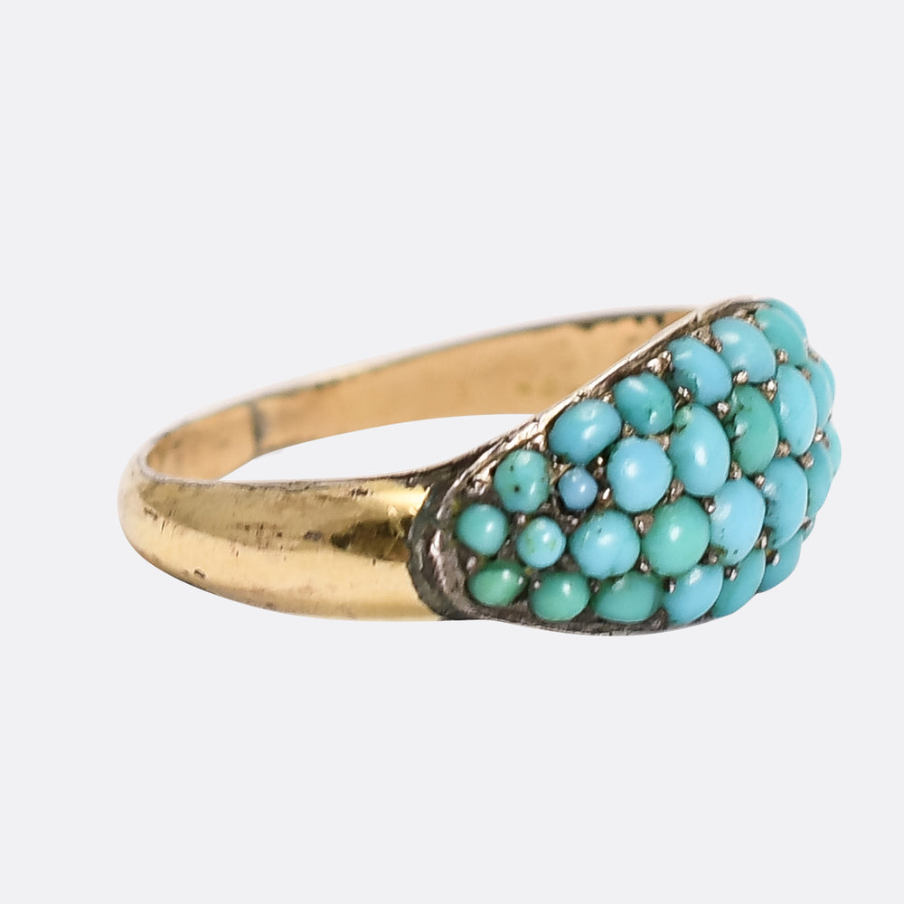 Victorian Pavé Turquoise Bombé Ring