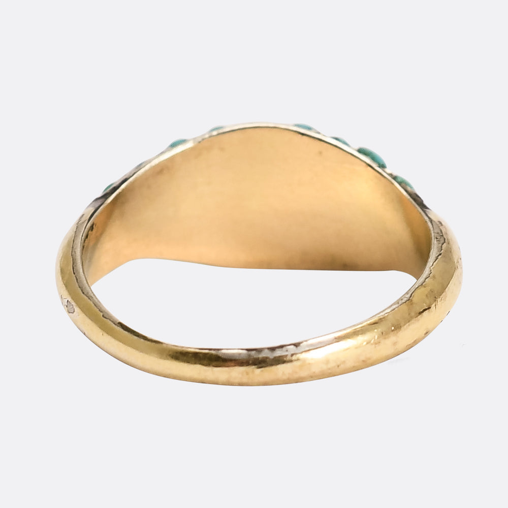 Victorian Pavé Turquoise Bombé Ring