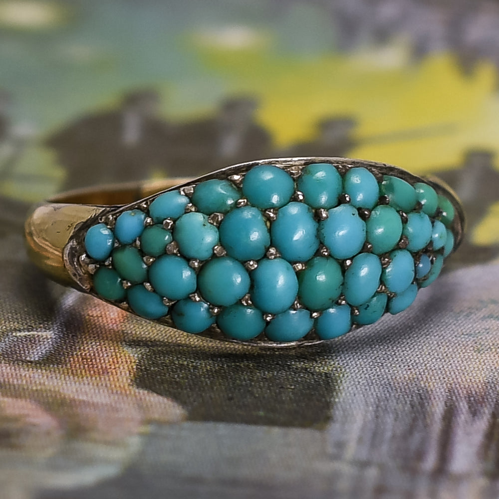 Victorian Pavé Turquoise Bombé Ring