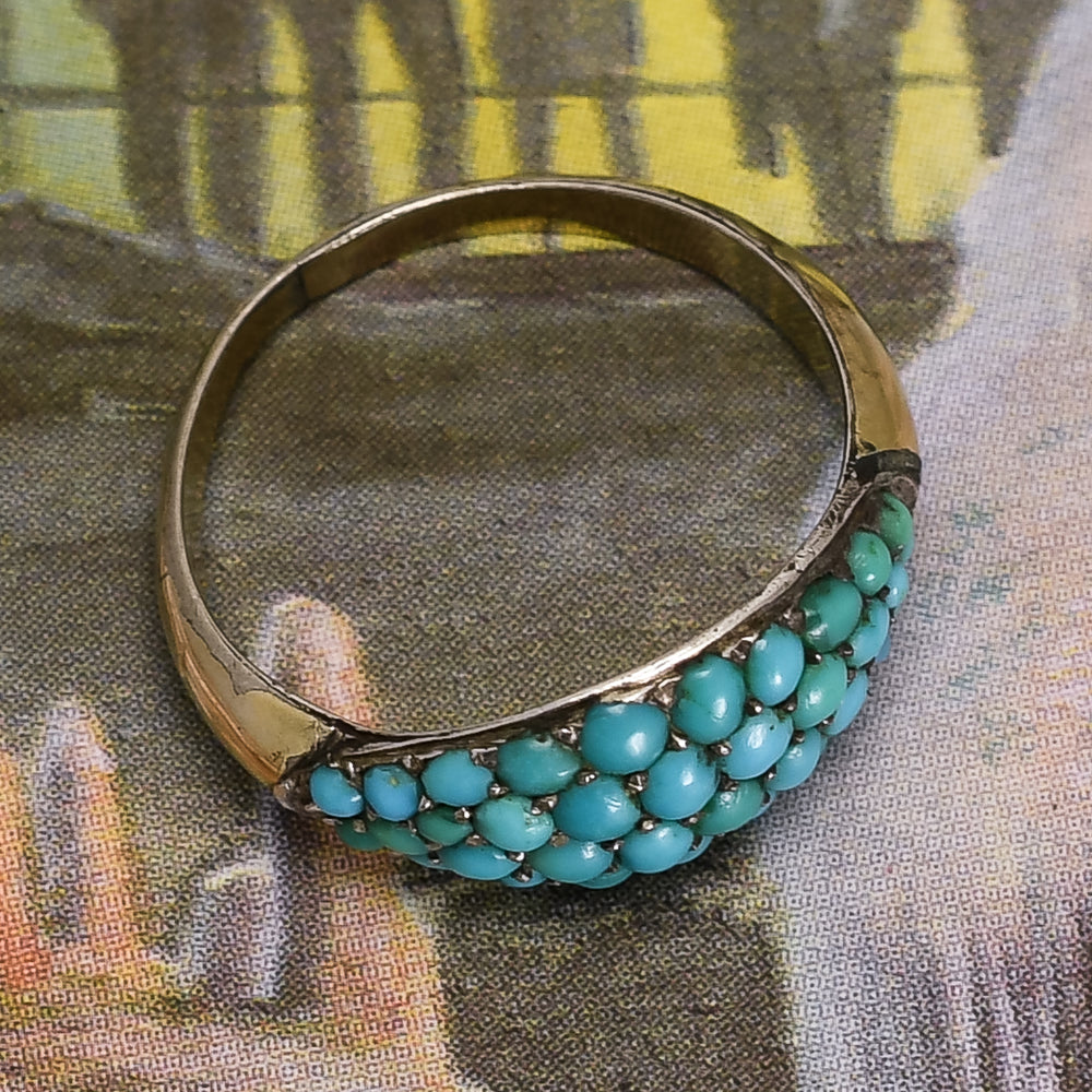 Victorian Pavé Turquoise Bombé Ring