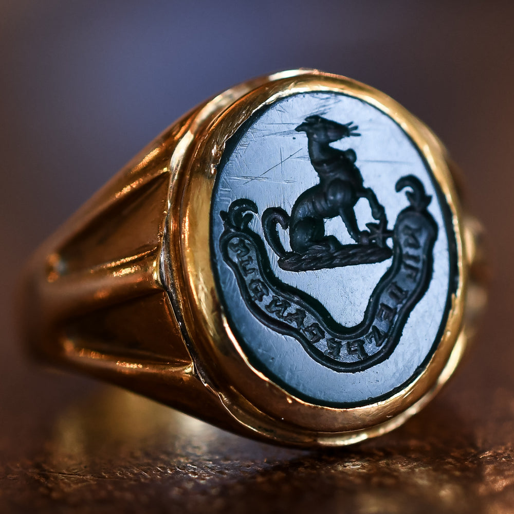 Victorian Do Not Despair Bloodstone Signet Ring