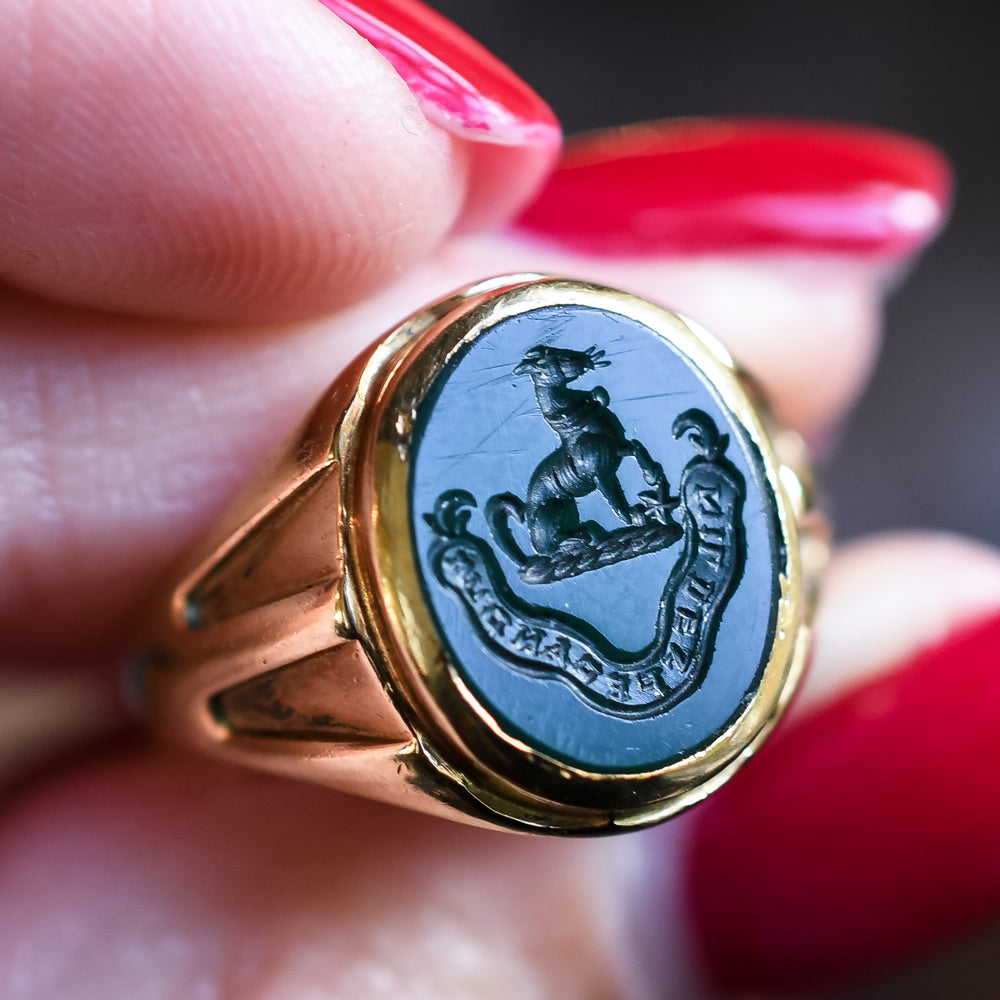 Victorian Do Not Despair Bloodstone Signet Ring