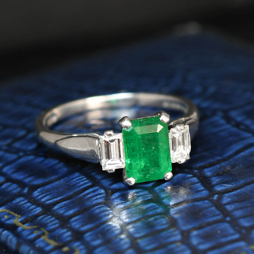 Vintage Emerald & Diamond 3-Stone Ring